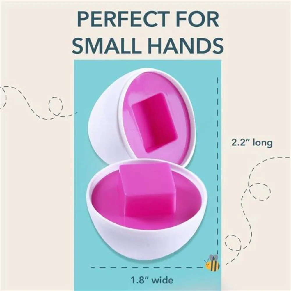 12 Matching Eggs with Coordinated Shapes and Colors for Toddlers